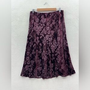 Sunny Leigh Women’s Large Purple Velvet Burnout Lined Knee Length Skirt